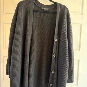 Quince 100% Cashmere Black ribbed cardigan